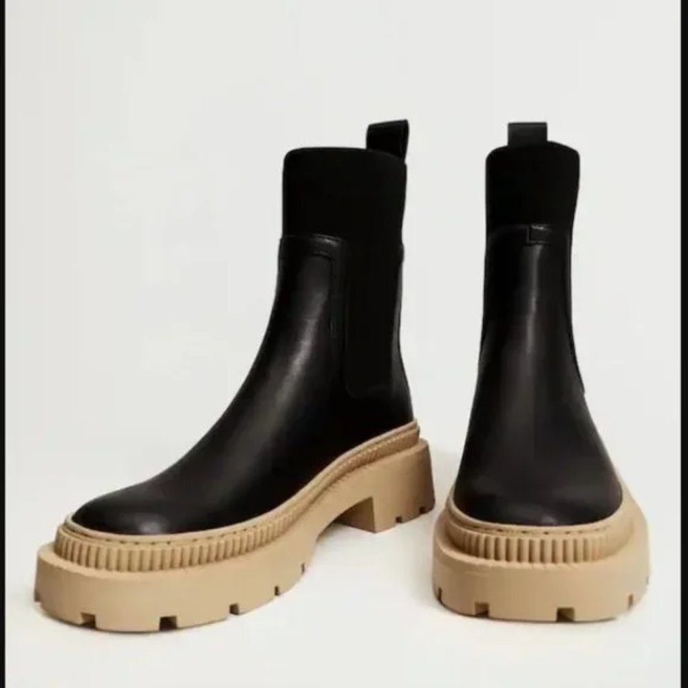 Mango Track Sole contrast Ankle Boots | Chelsea Boots